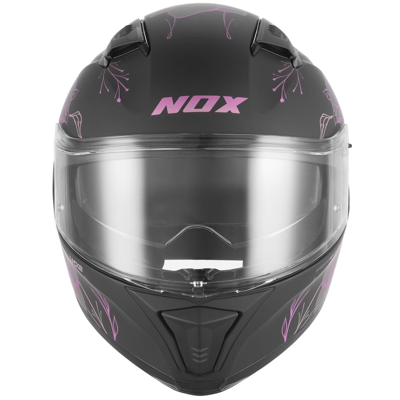 Kask motocyklowy integralny NOX N402 Spring matowy czarno-różowy