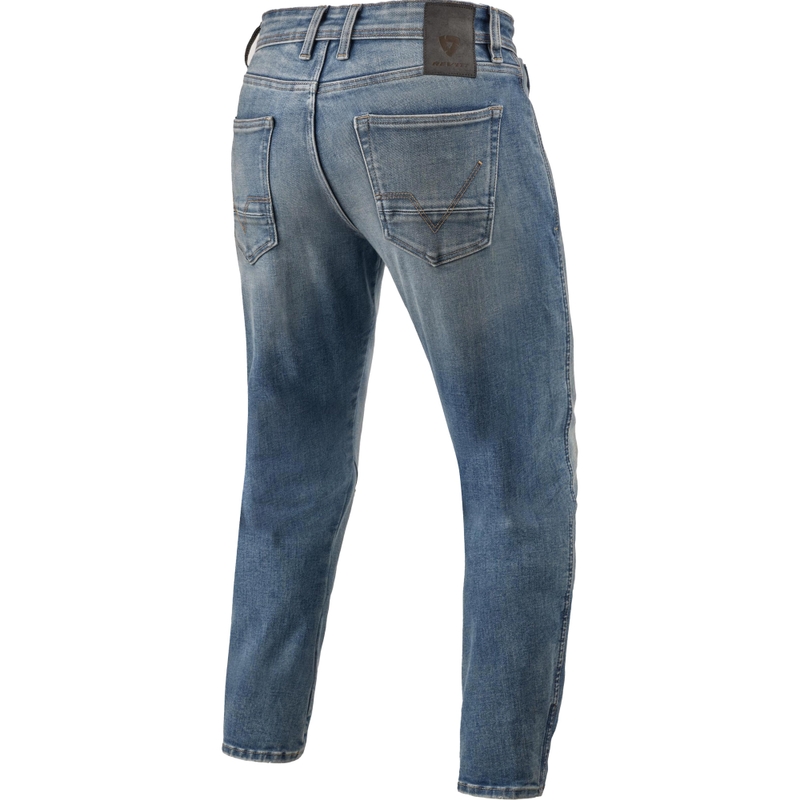 Revit Detroit 3 Tapered Mid Blue Vintage Motorcycle Short Jeans
