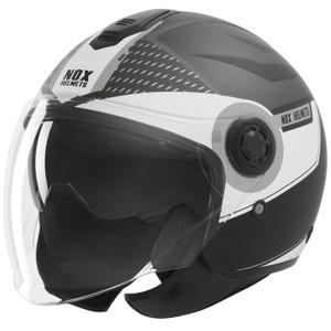 Kask motocyklowy otwarty NOX N182 okrągły matowy czarno-srebrny