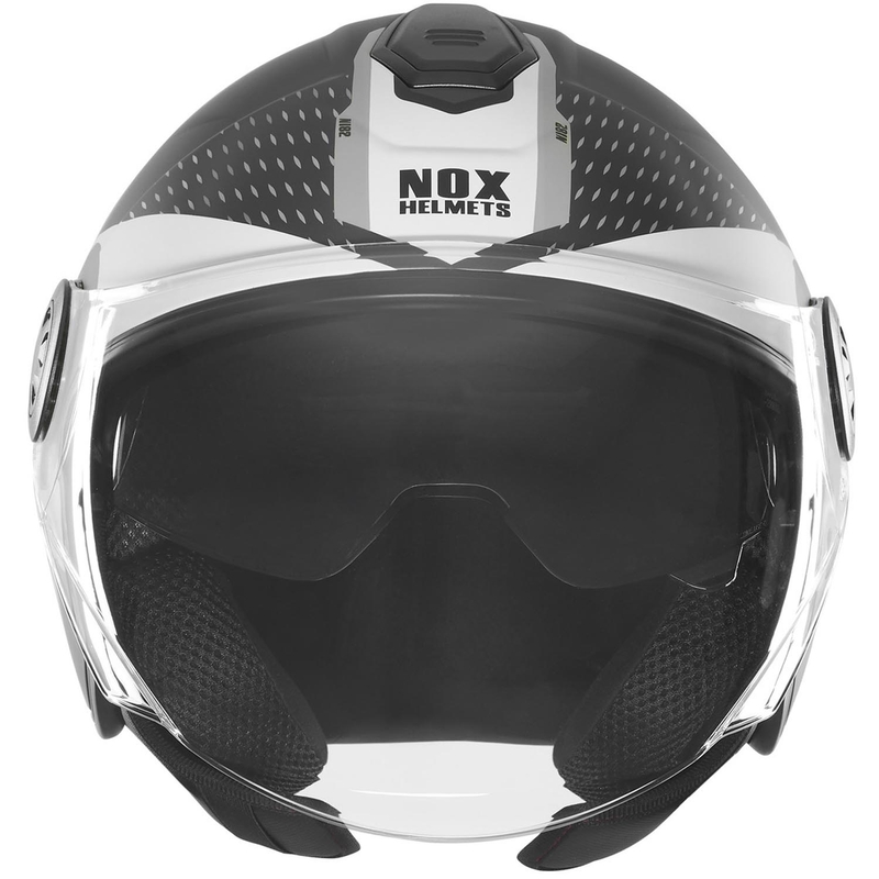 Kask motocyklowy otwarty NOX N182 okrągły matowy czarno-srebrny