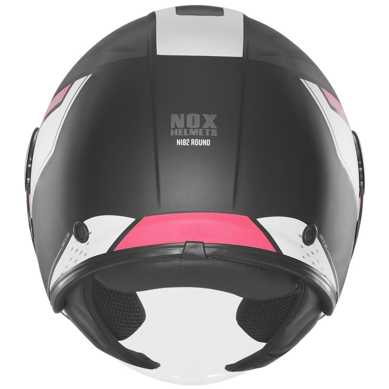 Kask motocyklowy otwarty NOX N182 okrągły matowy czarno-różowy