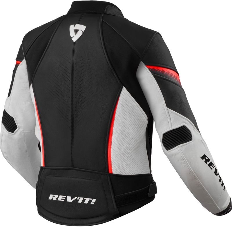 Kurtka motocyklowa skórzana damska Revit Xena 4 w kolorze biało-fluo czerwonym