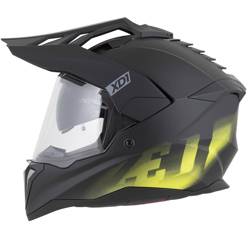 Kask motocyklowy enduro ZED XD1 matowy czarno-fluo żółty