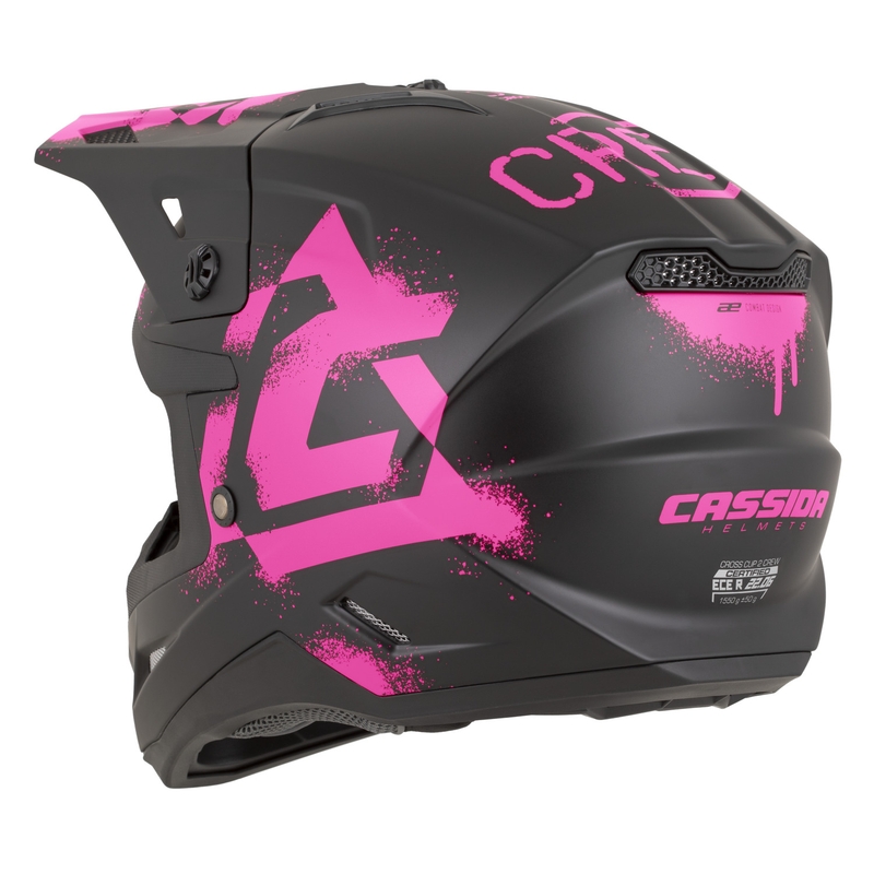 Kask motocrossowy Cassida Cross Cup 2 Crew matowy czarno-fluo różowy