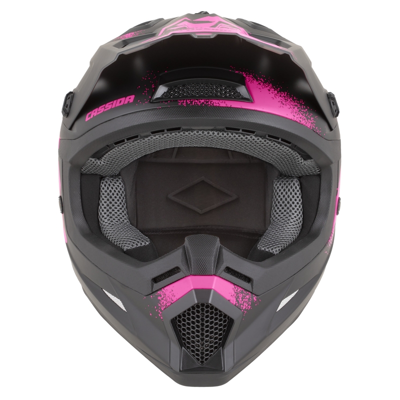 Kask motocrossowy Cassida Cross Cup 2 Crew matowy czarno-fluo różowy