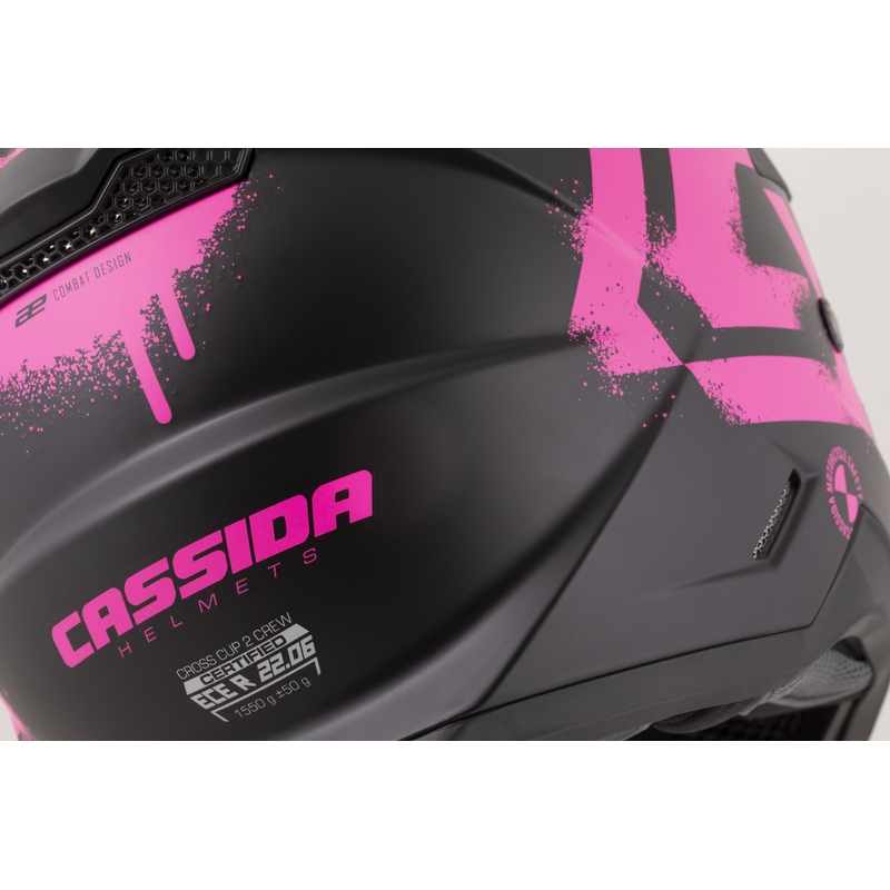 Kask motocrossowy Cassida Cross Cup 2 Crew matowy czarno-fluo różowy