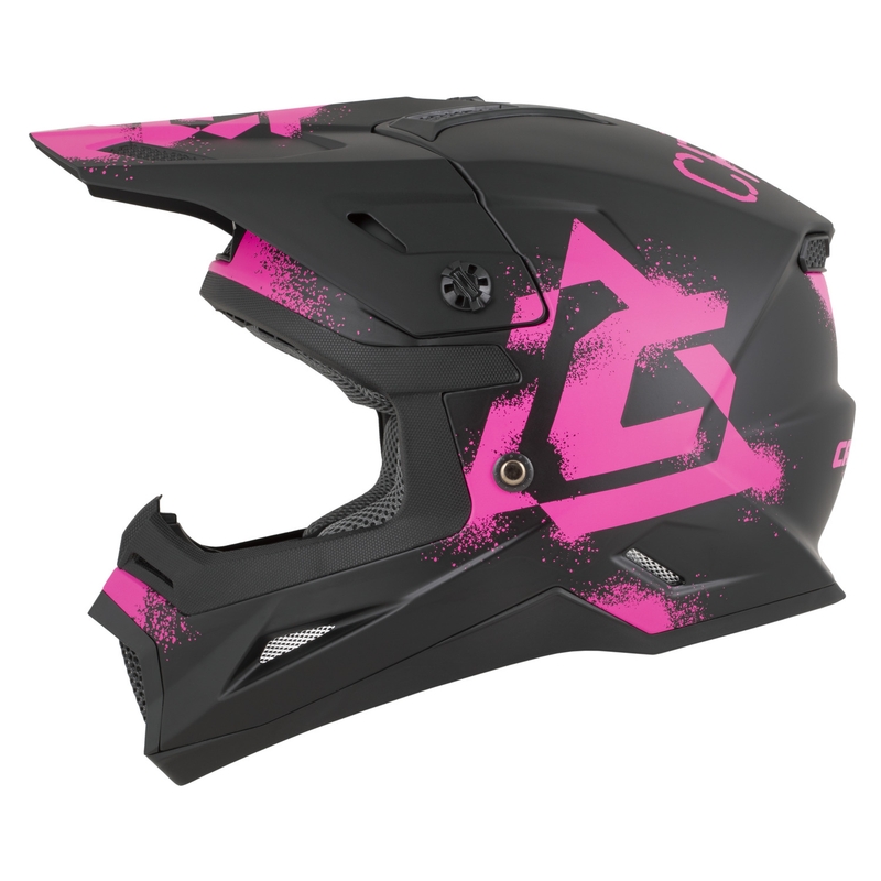 Kask motocrossowy dziecięcy Cassida Cross Cup 2 Crew Junior matowy czarno-fluo różowy