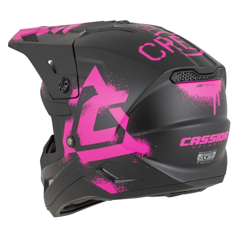Kask motocrossowy dziecięcy Cassida Cross Cup 2 Crew Junior matowy czarno-fluo różowy