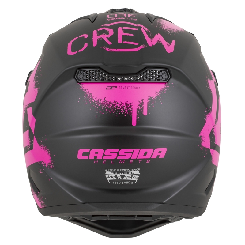 Kask motocrossowy dziecięcy Cassida Cross Cup 2 Crew Junior matowy czarno-fluo różowy