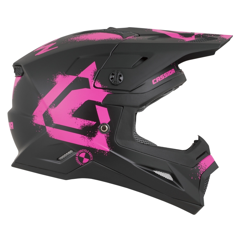 Kask motocrossowy dziecięcy Cassida Cross Cup 2 Crew Junior matowy czarno-fluo różowy