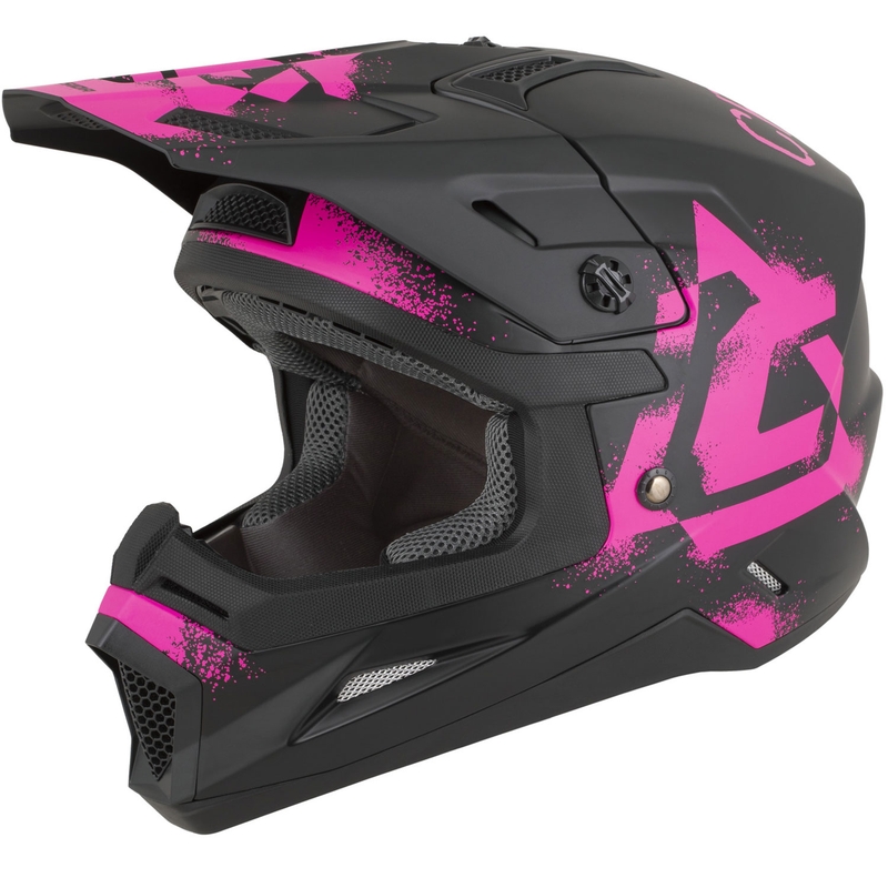 Kask motocrossowy dziecięcy Cassida Cross Cup 2 Crew Junior matowy czarno-fluo różowy