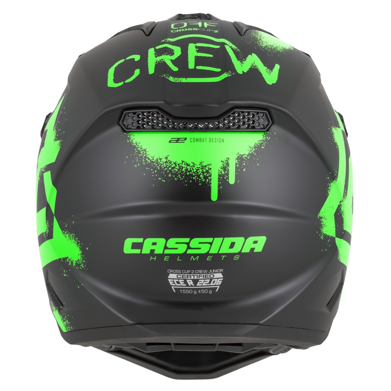 Kask motocrossowy dziecięcy Cassida Cross Cup 2 Crew Junior matowy czarno-fluo zielony