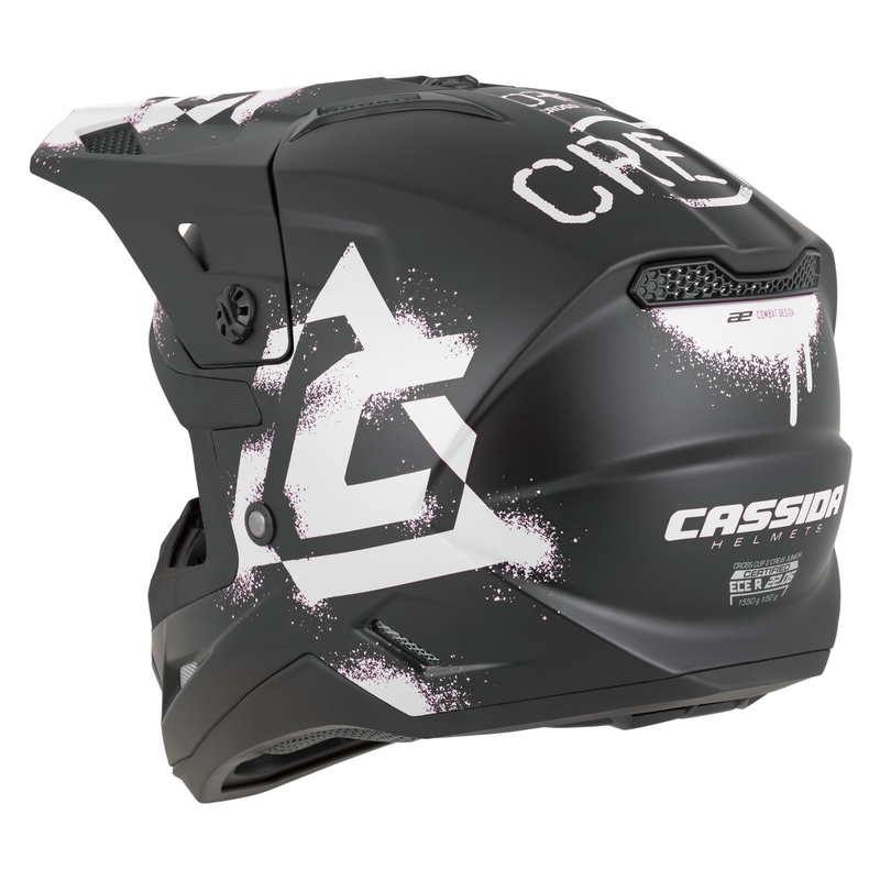 Kask motocrossowy dziecięcy Cassida Cross Cup 2 Crew Junior matowy czarno-biały