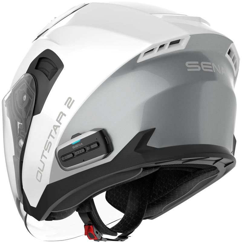 Kask motocyklowy otwarty SENA Outstar 2 z zestawem słuchawkowym, błyszczący biały