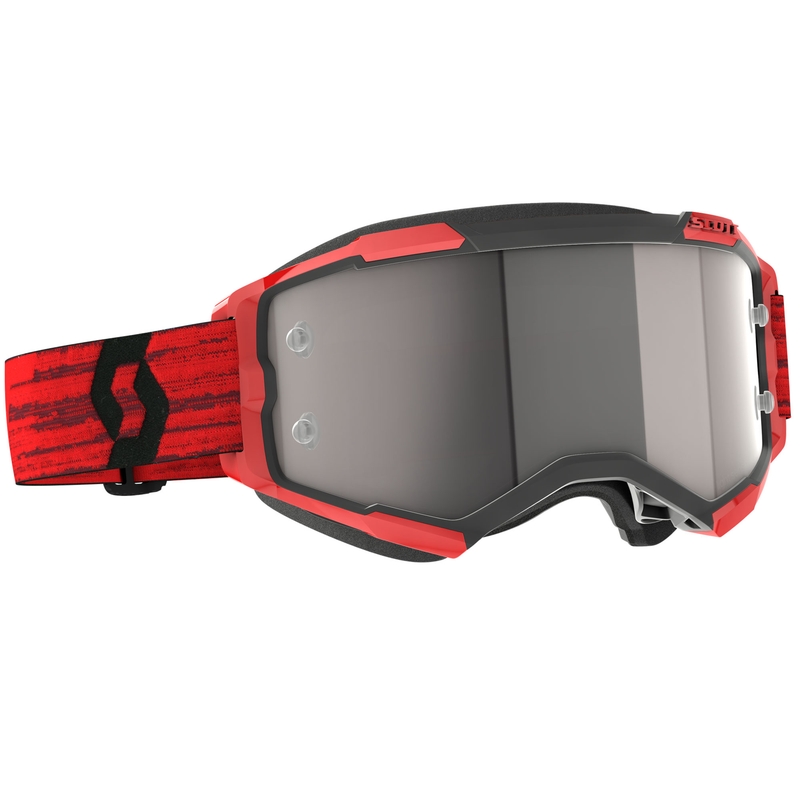 Gogle motocrossowe SCOTT Fury CH ciemnoczerwone z lustrzanym, srebrnym pleksiglasem