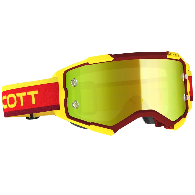Gogle motocrossowe SCOTT Fury CH w kolorze czerwono-żółtym z żółtym lustrzanym pleksiglasem