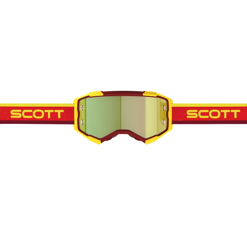 Gogle motocrossowe SCOTT Fury CH w kolorze czerwono-żółtym z żółtym lustrzanym pleksiglasem