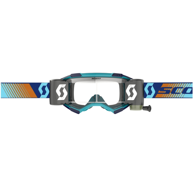 Okulary motocrossowe SCOTT Fury WFS niebiesko-pomarańczowe z przezroczystym pleksiglasem