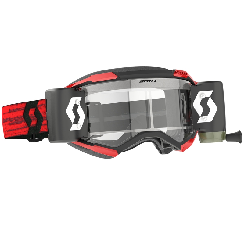 Gogle motocrossowe SCOTT Fury WFS ciemnoczerwone z przezroczystym pleksiglasem