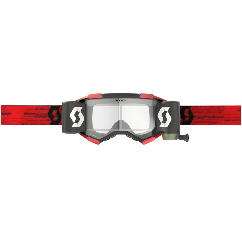 Gogle motocrossowe SCOTT Fury WFS ciemnoczerwone z przezroczystym pleksiglasem