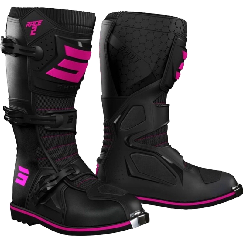 Buty motocrossowe dziecięce Shot Race 2 czarno-różowe