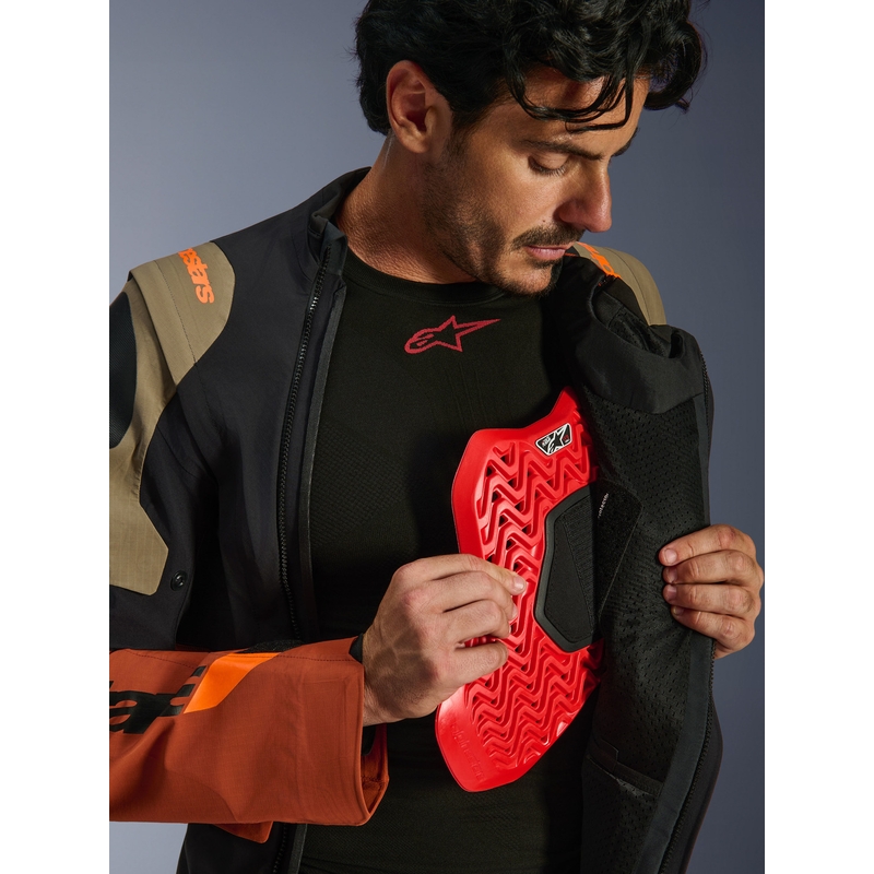 Kurtka motocyklowa Alpinestars Halo PRO Drystar XF jasnobrązowo-ciemnopomarańczowo-czarna