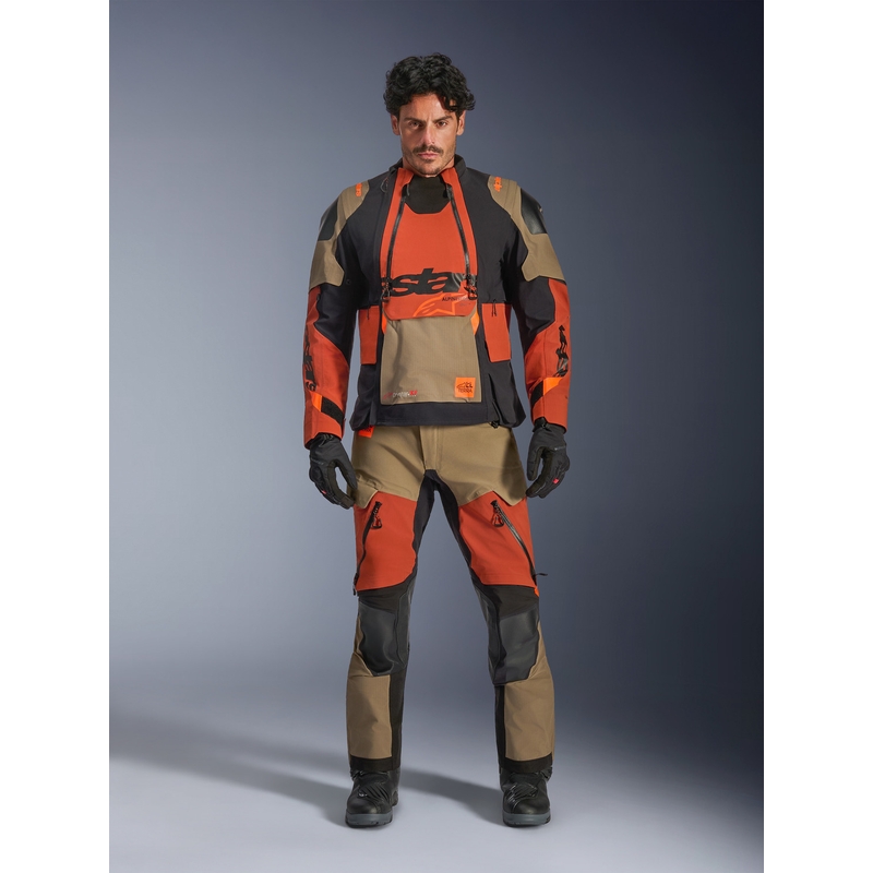 Kurtka motocyklowa Alpinestars Halo PRO Drystar XF jasnobrązowo-ciemnopomarańczowo-czarna