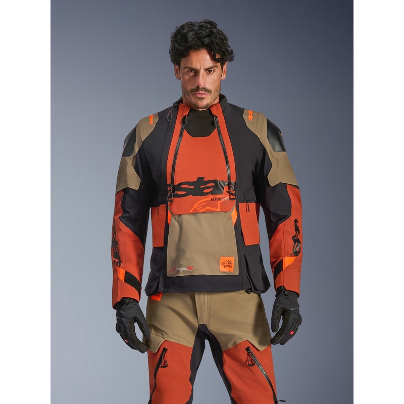 Kurtka motocyklowa Alpinestars Halo PRO Drystar XF jasnobrązowo-ciemnopomarańczowo-czarna