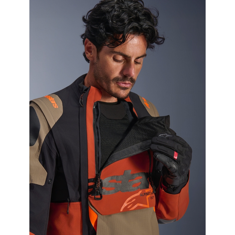 Kurtka motocyklowa Alpinestars Halo PRO Drystar XF jasnobrązowo-ciemnopomarańczowo-czarna