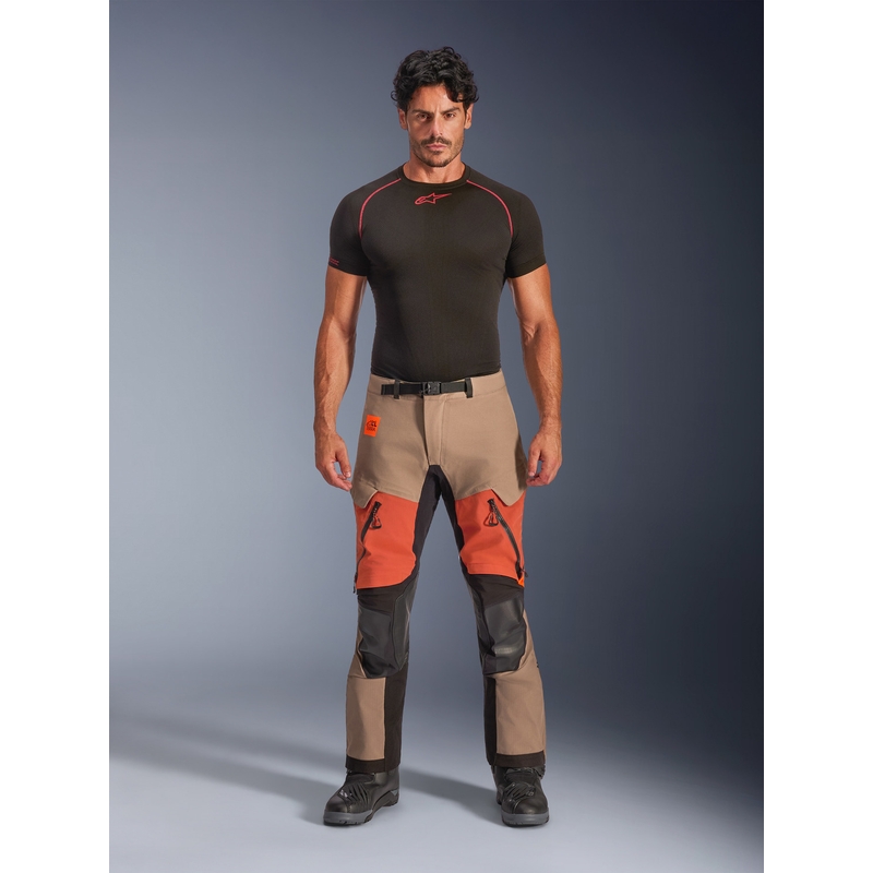 Spodnie motocyklowe Alpinestars Halo PRO Drystar XF jasnobrązowo-ciemnopomarańczowo-czarne