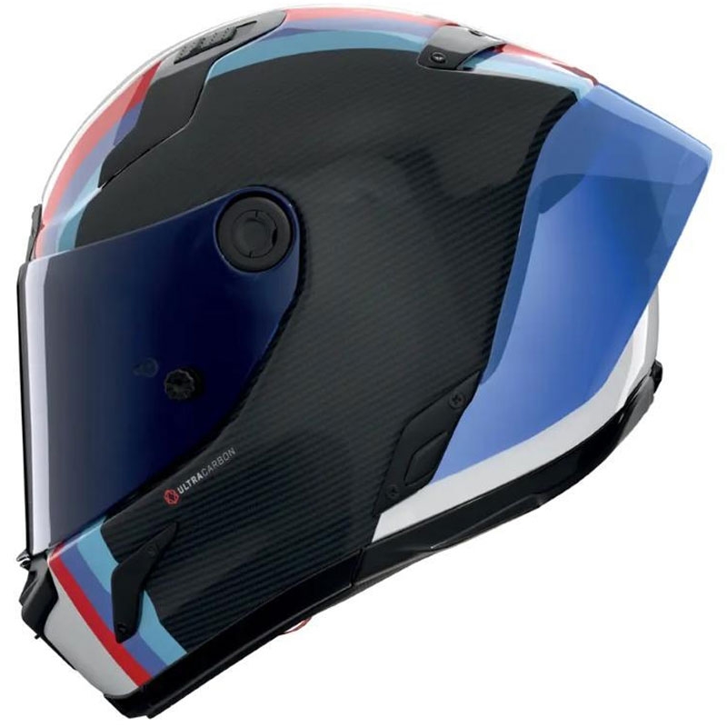 Kask motocyklowy integralny Nolan X-804 RS Ultra Carbon Gemini 365 połyskujący szaro-biało-niebiesko-czerwony