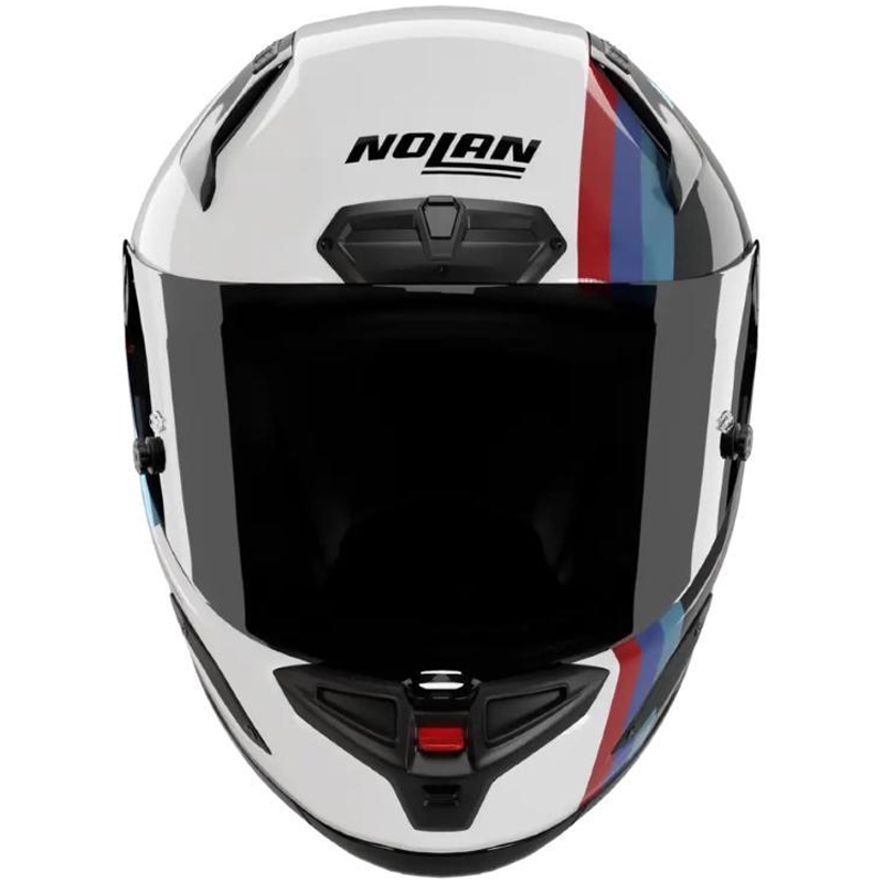 Kask motocyklowy integralny Nolan X-804 RS Ultra Carbon Gemini 365 połyskujący szaro-biało-niebiesko-czerwony
