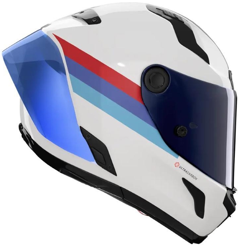 Kask motocyklowy integralny Nolan X-804 RS Ultra Carbon Gemini 365 połyskujący szaro-biało-niebiesko-czerwony