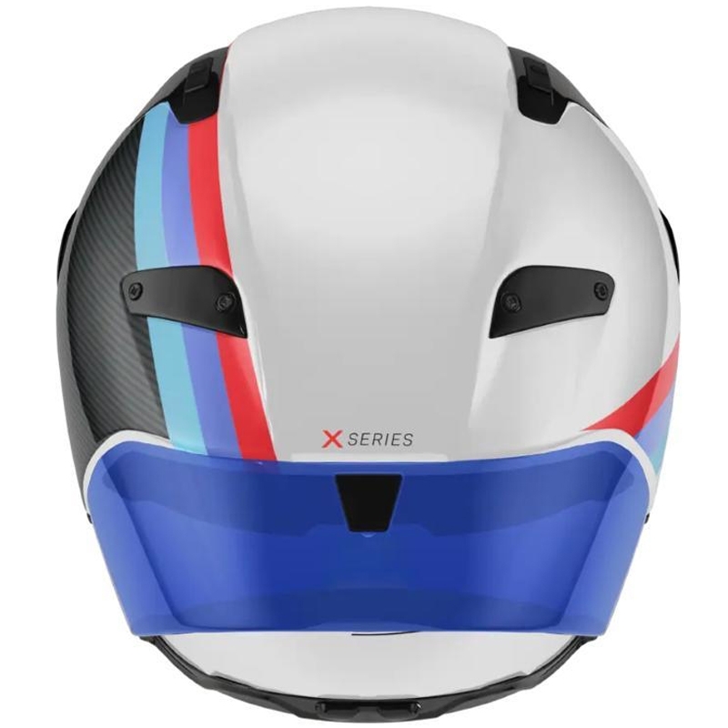 Kask motocyklowy integralny Nolan X-804 RS Ultra Carbon Gemini 365 połyskujący szaro-biało-niebiesko-czerwony
