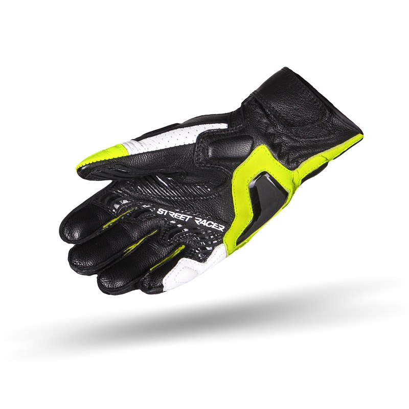 Rękawice motocyklowe Street Racer XTR czarno-biało-fluo żółte wyprzedaż