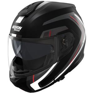 Kask motocyklowy typu flip-up Nolan N100-6 Radiante N-com 357 czarno-srebrno-czerwony