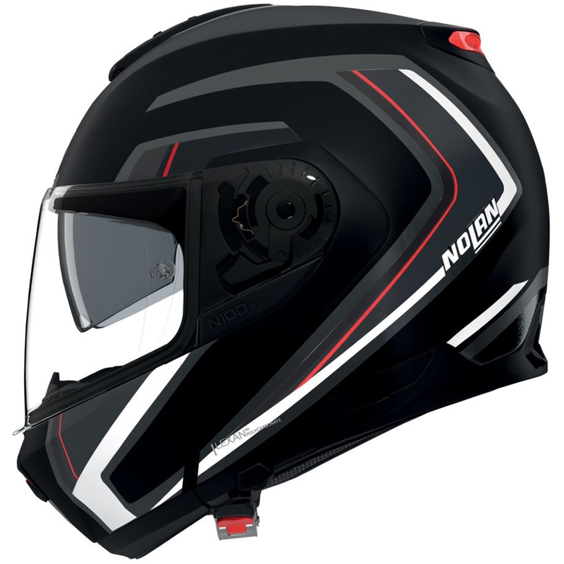 Kask motocyklowy typu flip-up Nolan N100-6 Radiante N-com 357 czarno-srebrno-czerwony