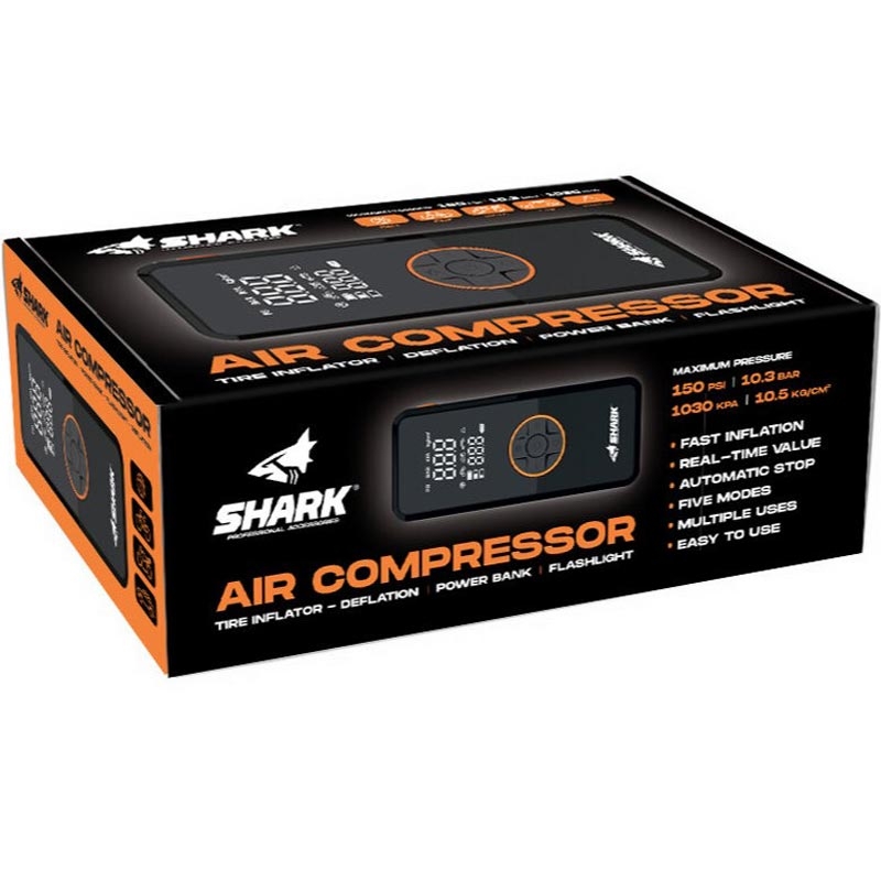 Kompresor akumulatorowy z powerbankiem SHARK BP-150 czarny