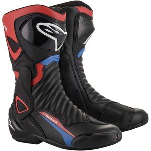 Buty motocyklowe Alpinestars S-MX 6 Honda z kolekcji czarno-czerwono-niebiesko-białej