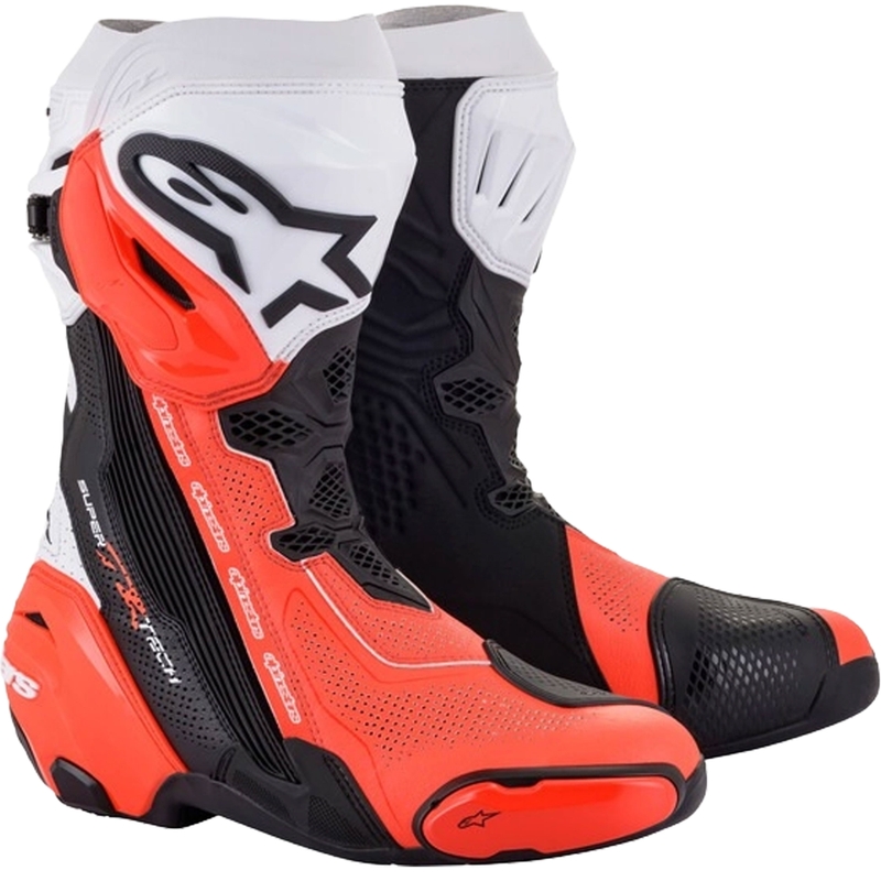 Buty motocyklowe Alpinestars Supertech R Wentylowane czarno-biało-fluoczerwone
