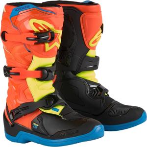 Dziecięce buty motocyklowe Alpinestars Tech 3S Youth pomarańczowo-niebiesko-żółto-czarne