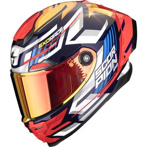 Kask motocyklowy integralny Scorpion EXO-RACE Air Kobra FIM2 niebiesko-żółto-czerwony
