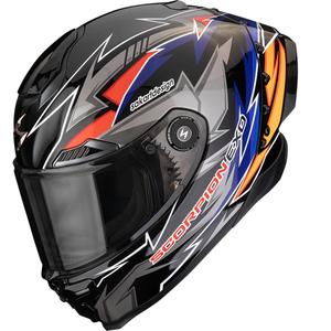 Kask motocyklowy integralny Scorpion EXO-RACE Air Move On FIM2 czarno-niebiesko-pomarańczowy