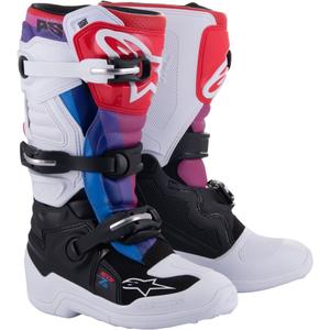 Buty motocrossowe dla dzieci Alpinestars Tech 7 S w kolorze biało-czarno-czerwono-niebiesko-fioletowym