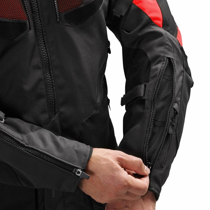 Kurtka motocyklowa Rebelhorn Hiker IV czarno-ciemnoszaro-czerwona