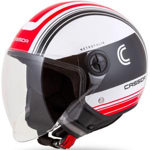 Kask motocyklowy otwarty Cassida Handy Metropolis czarno-biało-czerwony