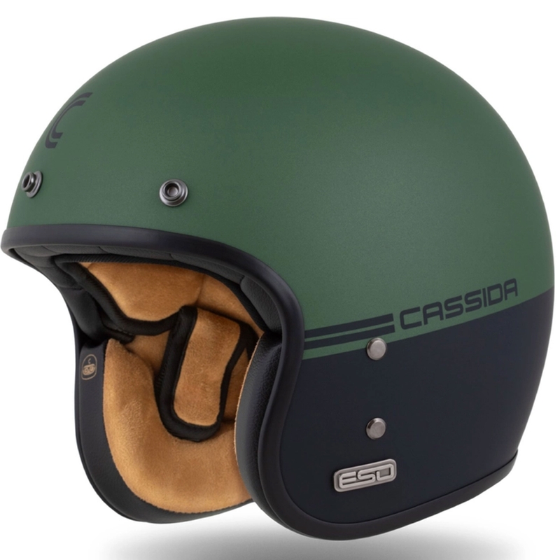 Kask otwarty Cassida Eso Super Hooligan czarny matowo-metaliczny zielony