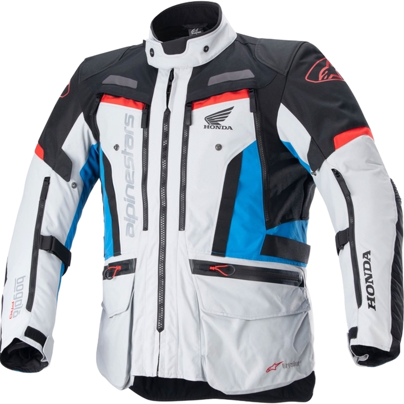 Kurtka motocyklowa Alpinestars Bogota PRO Drystar Honda jasnoszara, fluo, czerwono-niebiesko-czarna