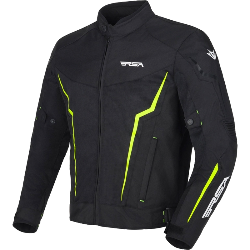 Kurtka motocyklowa RSA Bolt czarno-biało-fluo żółta