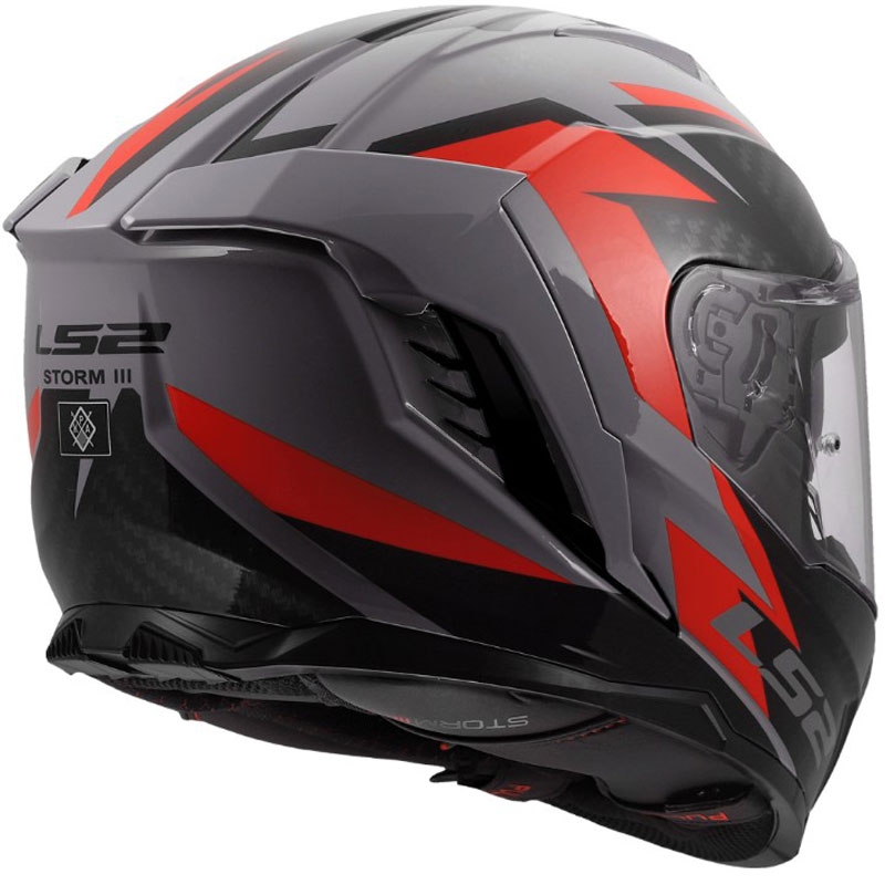 Kask motocyklowy integralny LS2 FF818 Storm III Dynamo połyskujący szaro-czerwony